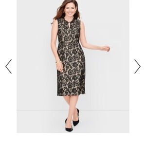 Talbots autumn lace sleeveless dress size 14W black brown
